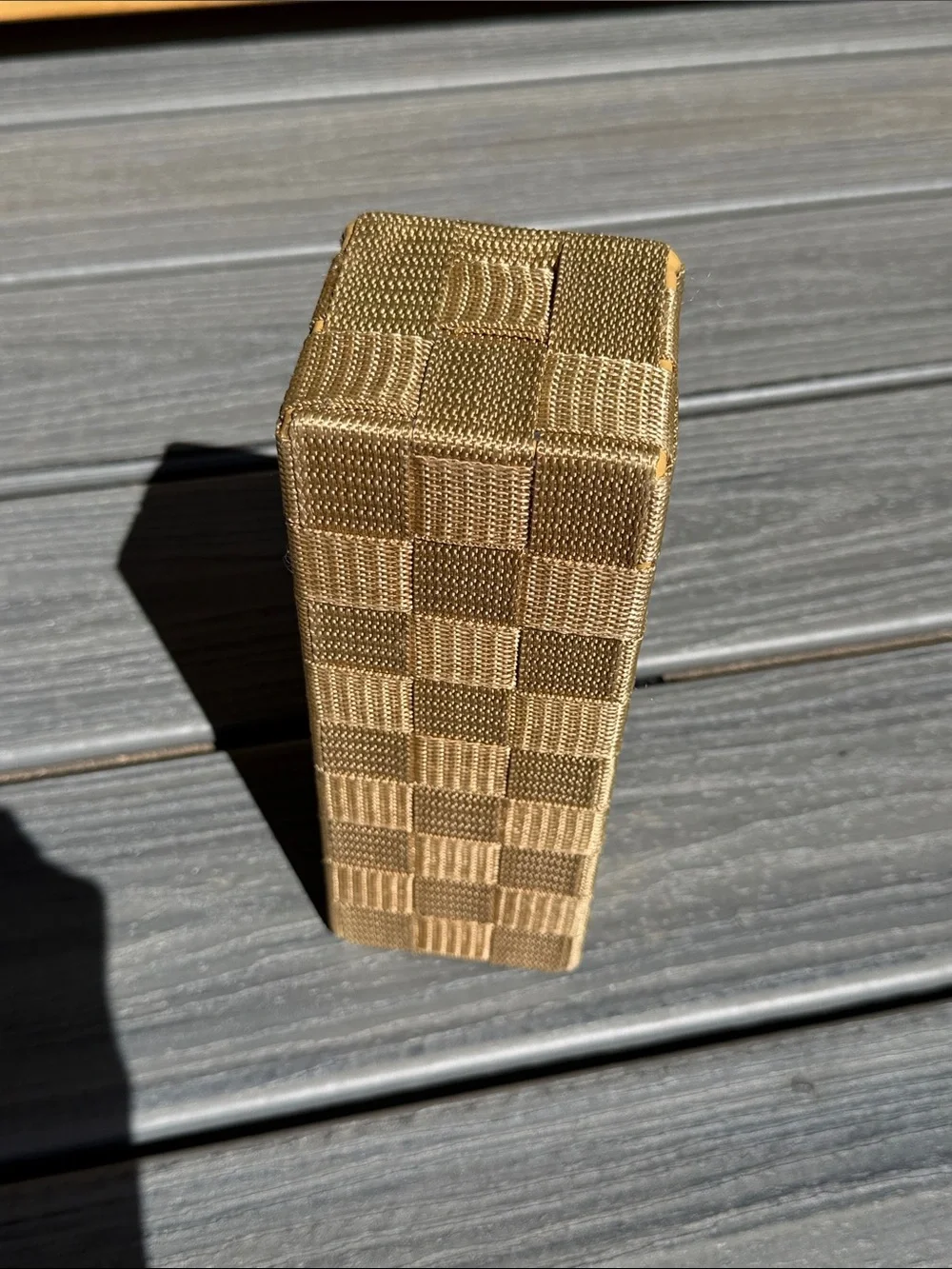 Signature Homestyles Woven Rectangular Organizer Basket in Gold Tone
